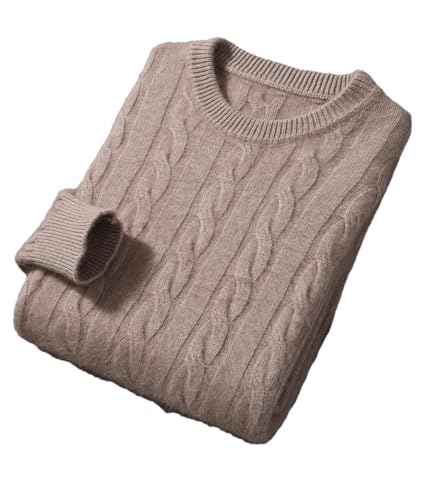 Men's Thick Knit Sweater Round Neck Pullover Twisted Pattern Casual Winter Large Size Top