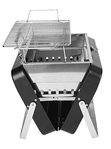 Zusammenklappbarer Tragbarer Picknick-Grill, Schwarzer Holzkohle-Grill Im Freien Edelstahl-Zusammenklappbarer Grill-Grillofen Für