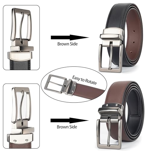 Reversible Leather Belt for Men-Women Classic Two Color-In-One Unisex Pin Buckle PU Leather Belt With Rotated Buckle3