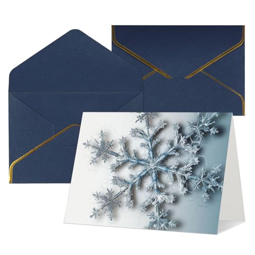 QMNSEHF 封筒付きブランクグリーティングカード Thank YouCard 透明スノーフレーク Happy Birthdayカード 女性用 男性用 クリスマス ハロウィン 結婚式 ブランクノート カード あらゆる機会 グリーティングカード 4x6