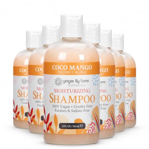 Image of Ginger Lily Farms Botanicals Shampoo, 12oz /6pk, Coco Mango | 100% Vegan & Cruelty-Free | Moisturizing Shampoo for All Hair Types