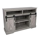 TV Stand for TVs up to 50' Furniture with Sliding Barn Doors Open Shelves Adjustable Side Shelf TV Cabinet with Adjustable Storage Shelves for Living Room, Dinning Room, Bedroom Entertainment Center