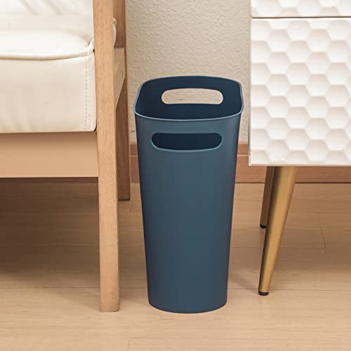 Kleiner Mülleimer, 3,5 Gallonen schlanker Mülleimer, Kunststoff-Abfalleimer mit Griffen, Behälter, für enge Räume, Badezimmer, Schlafzimmer, Küche, Büro zu Hause, Blaugrün – Bild 5