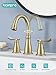Brushed Gold Bathroom Faucet 3 Hole, 4 Inch Bathroom Sink Faucet with 2 Hot/Cold Handles, Pop-Up Drain, Lead-Free, No-Leak, RV Faucet for Bathroom Sink, Bath, Camper