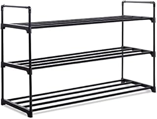 CUQOO Premium 3 Tier Heavy Duty Metal Shoe Rack in Black  Sturdy Metal 15 Pair Shoe Storage | Hallway, Bedroom or Bathroom Shoe Organiser Shoe Rack | Quick & Easy to Assemble | No Tools Required