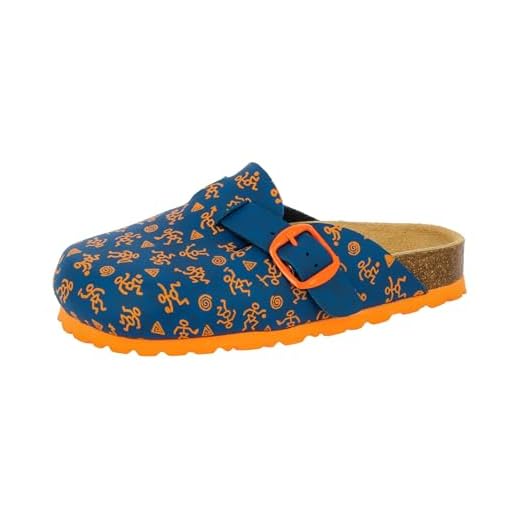 Lico BIOLINE CLOG KIDS Unisex Kinder Clogs, Blau/ Orange, 37 EU