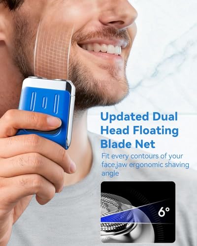 Image of Mini Electric Shaver for Men - USB C Fast Charge Portable Small Shavers with LED Display - IPX7 Waterproof Wet and Dry Travel Electric Razor Dual Head Pocket Shaver for Beard Face