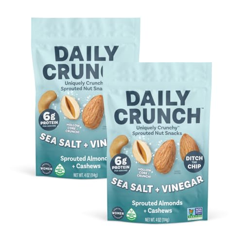 Daily Crunch Sprouted Almonds, Sea Salt Vinegar, 4oz, 2 Pack