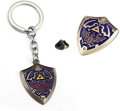 DoubleChin Hylian Shield Pin and Keychain Set - Hylian Shield Pin - Hylian Shield Keychain image 2