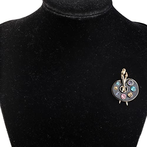 Image of UJIMS Painter Palette Brooch Pin Artist Painter Gift Jewelry Art Teacher Gift Paint Brush Rhinestone Lapel Pin for Men Women