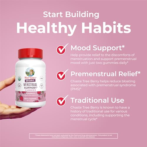 organic menstrual support gummies by maryruth39s  for the relief of common symptoms of premenstrual syndrome  pms support  premenstrual mood support  usda organic  non-gmo  vegan  30 servings