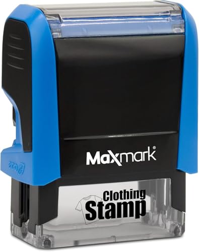 MaxMark Laundry Stamp Personalized Text Clothing Marker - Blue Case - Choose from Many Fonts and Icons