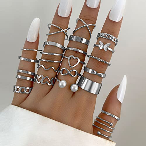 Shining Diva Fashion Latest Stylish Trendy Kunckle Rings Set for Women and Girls Gold and Silver Color Geometric Spiral Boho Rings
