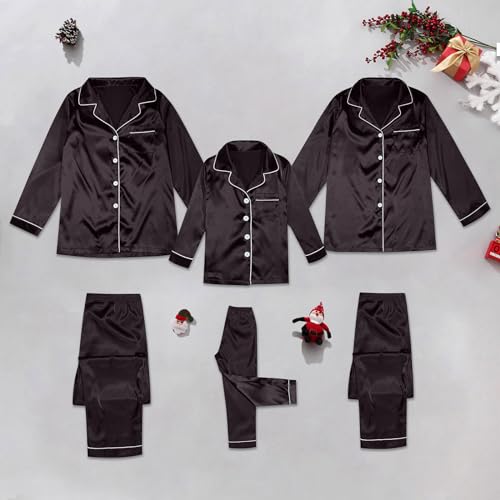 2025 Family Satin Christmas Pajamas Sets Solid Silk Xmas Pjs Matching Sets Soft Sleepwear for Mens Womens Adults Kids2