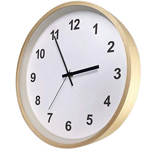 Wall Clock Modern Wooden Simple Living Room Hanging Table Mute Creative Japanese Modern Nordic Bedroom Clock Beech (Color : Digital, Size : 12Inches) #TOP30