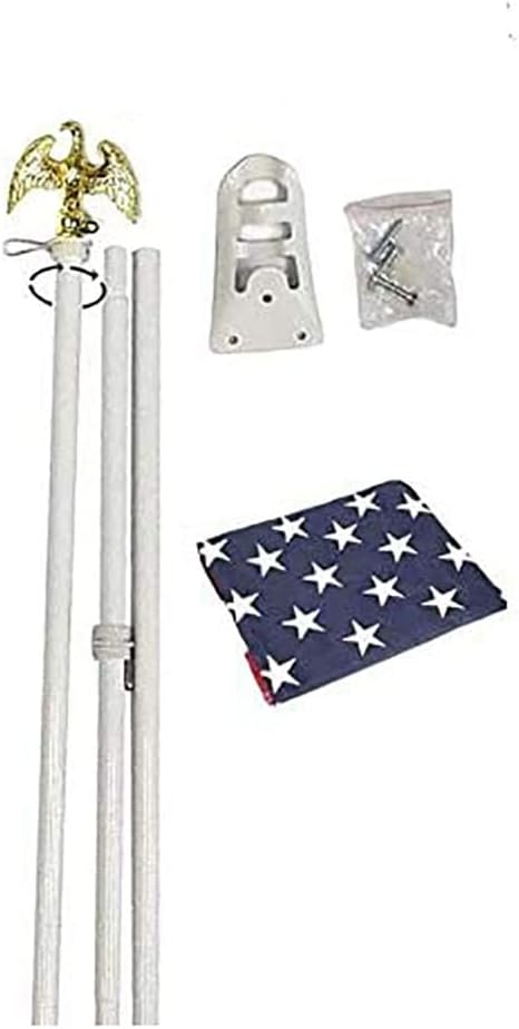 AES 6 Foot Flag Pole Kit Tangle Free Wall Mount Eagle With 3 x 5 Ft USA Flag