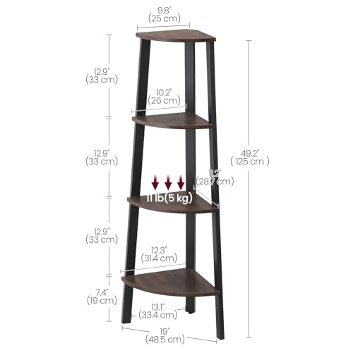 Image of VASAGLE 4-Tier Corner Shelf Stand, Modern Ladder Shelf