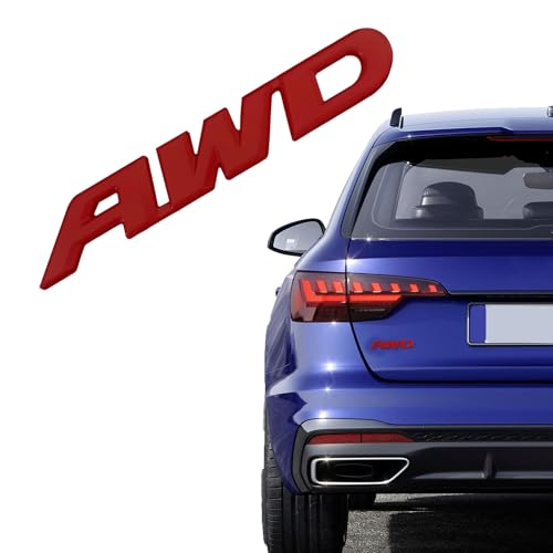 Image of Universal 4X4 Emblem Badge 3D Logo, Emblem Sticker, 3D Fender Badge Decal Car Sticker, Full Coverage Adhesive Replacement Compatible with Toyota 4Run, Tun Truck Pickup Model (AWD, Red)