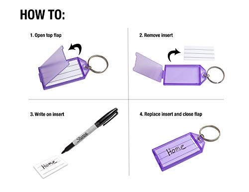 Lucky Line Key Tag With Flap And Split Ring, Assorted Colors, 100 Per Display Box (60500) #TOP5