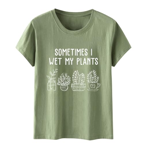 A veces me mojo mi camisa. Regalos de jardín para mujeres. Ropa de jardín. Camiseta gráfica divertida. Tops casuales de manga corta, verde menta, L