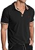 KUYIGO Mens Polo Shirts Deer Head Embroidery T-Shirt Contrasting Colors Golf Tennis Cotton Lightweight Tops,Black L #3