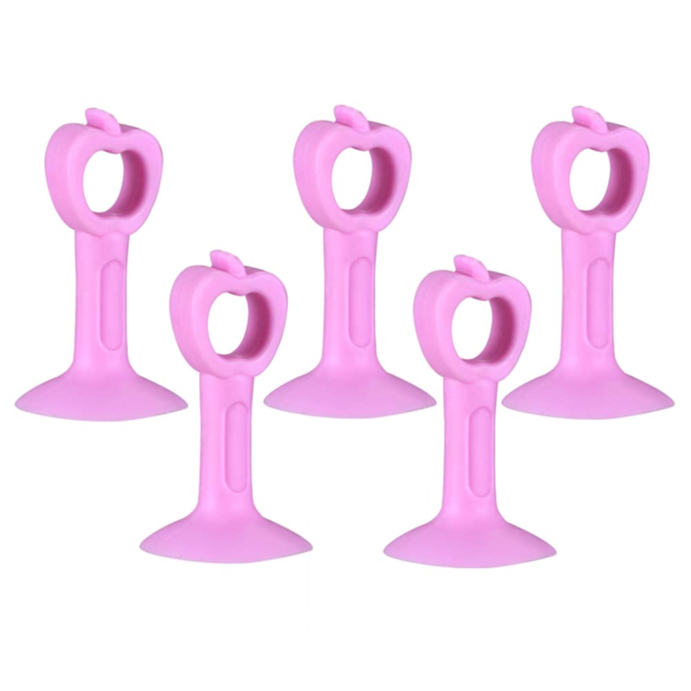 Door Wedge Stoppe, Stops, Stoppers,Silicone Stop Suction Cup Type Silent Handle Bumper Wall Protection Pad-Blue 5pcs||L 75mm(Pink 5pcs)