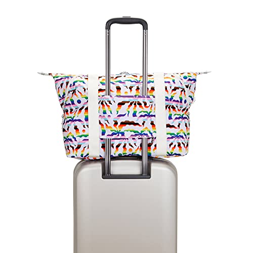 Image of Kipling Art Medium Printed Tote Bag Rainbow Palm
