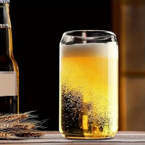 Image of criterion Drinking Glasses Set of 6 - Can Shaped Glass Cups, 490ml Iced Coffee, Smoothies, Soda, Beer, Water Tumblers | Unique Glass Cups Set | Dishwasher-Safe Glassware (6)