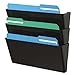 Deflecto Office DocuPocket 73604, Wall File Organizer, Stackable, Letter Size, Black, Set of 3, 13"W x 7"H x 4"D