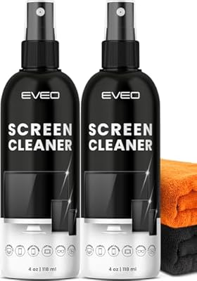 Screen Cleaner Spray - TV Screen Cleaner Spray and Microfiber Cloth kit, Computer Screen Cleaner & Car Screen Cleaner for TV, Monitor, Laptop, MacBook, iPad, iPhone and Electronic Devices - 2 Pack