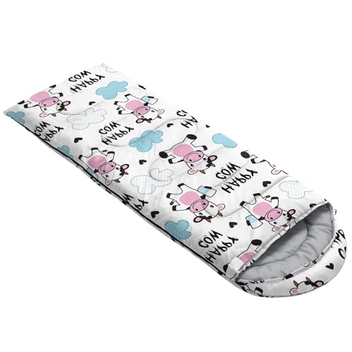 Image of QOOMO Axolotl Cute Camping Sleeping Bags,3 Season Warm & Cool Weather,Lightweight,Waterproof Sleeping Bags for Adults & Kids,Traveling,and Outdoors