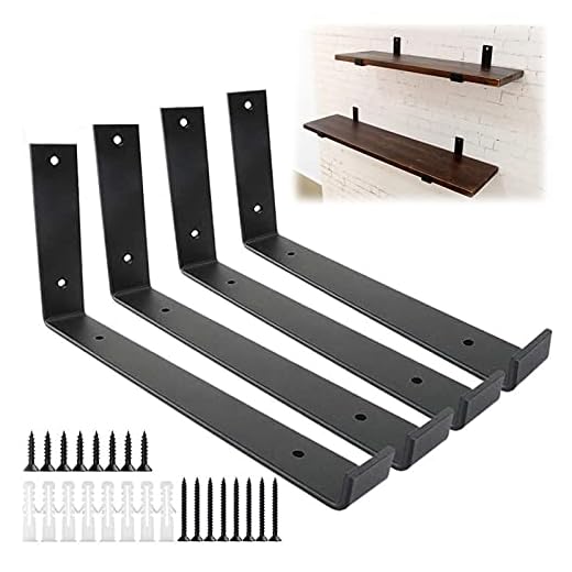 Heavy Duty Stöder Hyllfästen 4Pack Järn Flytande Hyllfäste, 6 Tum 10 Tum 12 Tumdustriell Metall L Fäste, För DIY Väggmonterad Svart Hyllstöd, Med Läpp (Size : 22.5 cm/9 in)