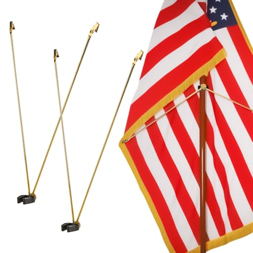 2 Pack Flag Spreader for Indoor Flag Display Straightener Extender 19.5 inch Heavy Duty Gold
