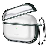 ESR Protective Carrying Case for AirPods Pro Case 2019, Translucent PC Cover with Hybrid TPU Frame and Keychain [Won't Affect Wireless Charging],[Fingerprint Resistant Matte Surface], Green Frame