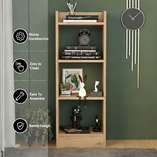 Image of Amazon Brand - Solimo Vault Bookshelf 3- Layer Bookcase, Vintage Corner Bookshelf, Bookcase, 3 Tier Corner Shelf Storage Rack for Living Room, Home, Office | 80x33x20 cm | Forest | DIY