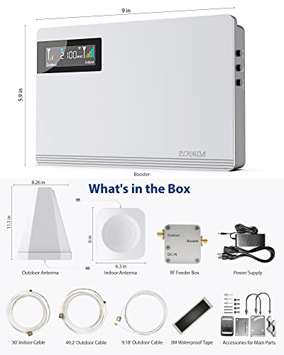 Zorida Cell Phone Signal Booster For Home Up To 5500 Sq Ft - Cell Phone Booster Boost 5G 4G Lte For All U.s. Carriers - Verizon, At&T, T-Mobile, Sprint& More Fcc Approved Cell Booster #TOP5