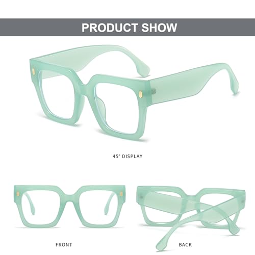 Image of Mirkcittle Oversized Blue Light Blocking Glasses for Women Men Clear Frame Square Eyeglasses Anti Eyestrain Computer