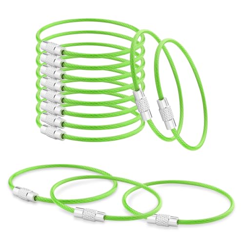 CooBigo 12 Pack Stainless Steel Loops 2mm Coated Wire Keychain