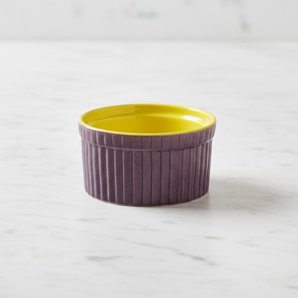 Caffeine Ceramic Handmade Purple And Yellow Ramekins Bowl- (Set of 2) 2
