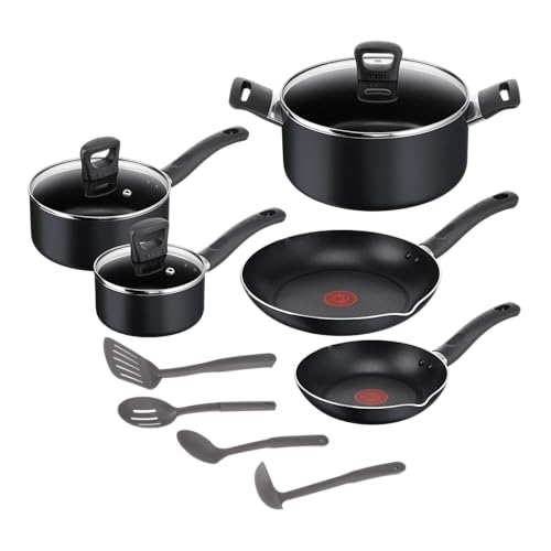 T-FAL Simply Cook Cookware 12-Piece Set Black