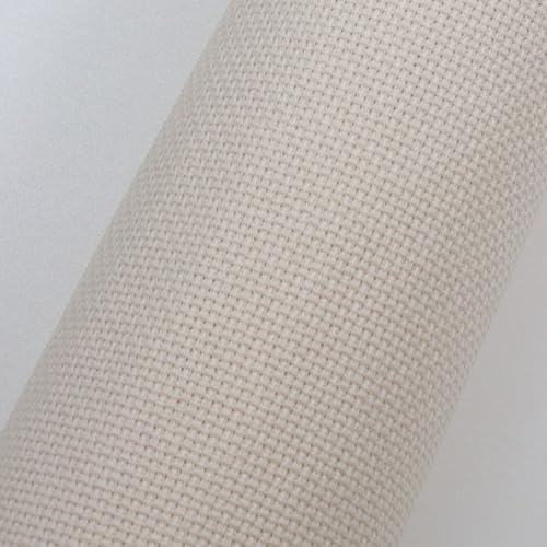 Image of KCS 16CT Counted Cotton Cross Stitch Aida Cloth Fabric (Ecru,19 inch x 28 inch)