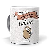 mundohuevo Taza Personalizada Regalo Novia, Pareja (en catalán) La meva xicota Val un ou. Cerámica AAA - 350 ml.