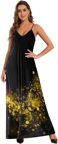 Image of Women's Maxi Sunflower Dresses Sleeveless Long Tie Dye Dress Casual Sundresses with Pockets