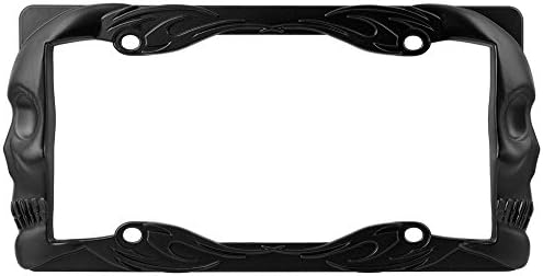 Custom Accessories 92877 Matte Black Flaming Skull License Plate Frame