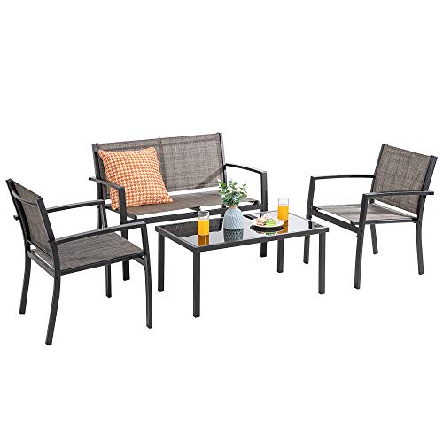 Vongrasig 4-Piece Textilene Loveseat Conversation Set