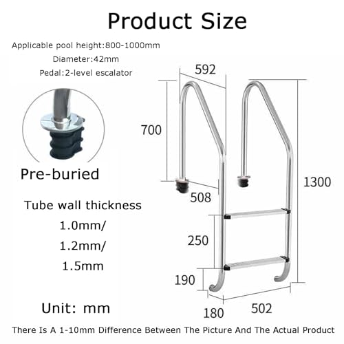 Escalera para piscina de 2 peldaños en acero inoxidable miniatura 2