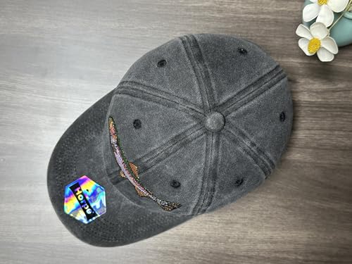 Image of Fishing Baseball Cap for Men Women, Adjustable Embroidered Fish Hat | Fishing Gear, Outdoor Adventure Design, Precision Embroidery Craft, One Size Adjustable Fit