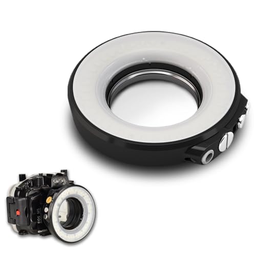 Dive Light, SL-108 Waterproof Ring Diving Flashlight for Camera Or Housing Case, 4-14H Battery Portable LED Lights for Pictures, Phone Light Clip for Selfie (Black)