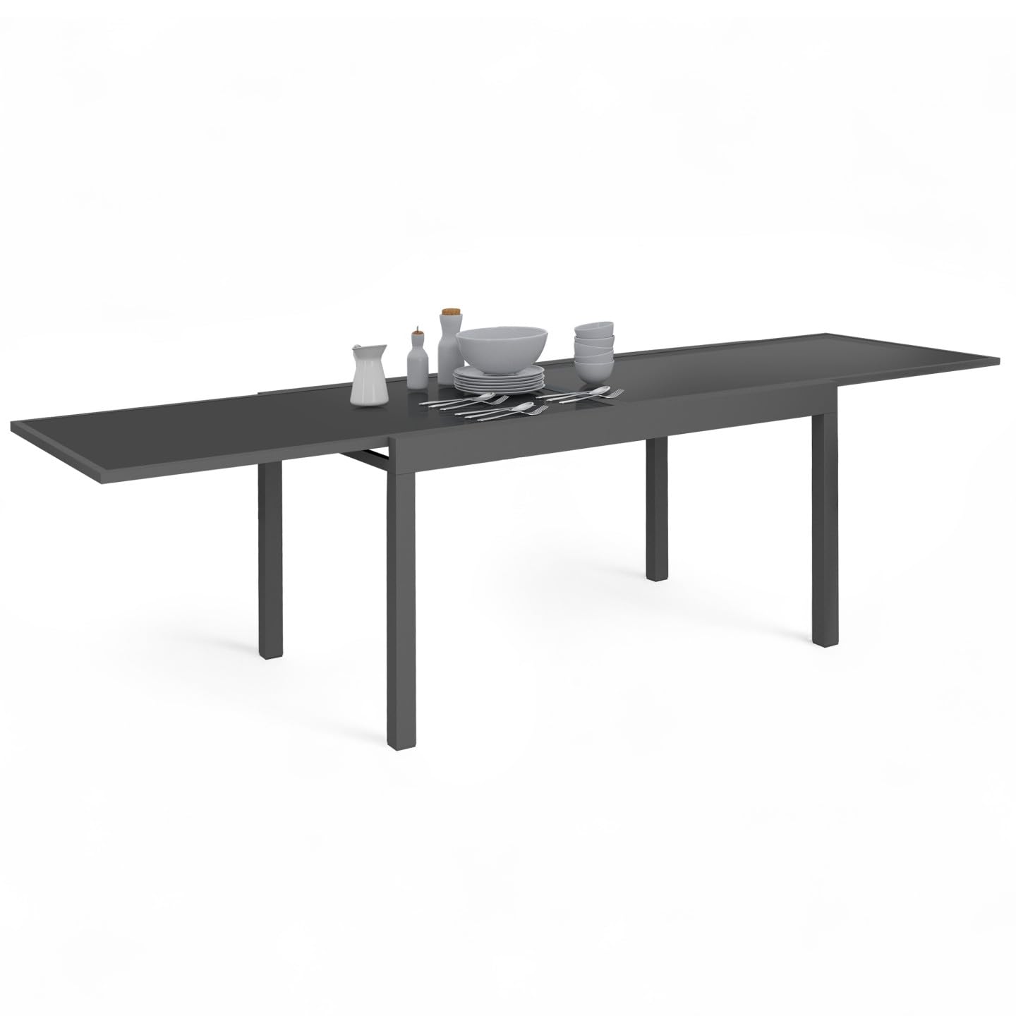 IDMarket - Mesa de jardín rectangular extensible Madrid 135-270 cm 8-12 personas gris antracita