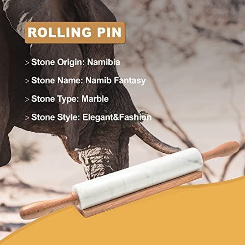 Koville Marble Rolling Pin, Non-Stick Polished Dough Roller, Pasta, Dumpling, Ravioli, Fondant,Pie Crust, Kitchen Baking Pastry Tools #TOP1